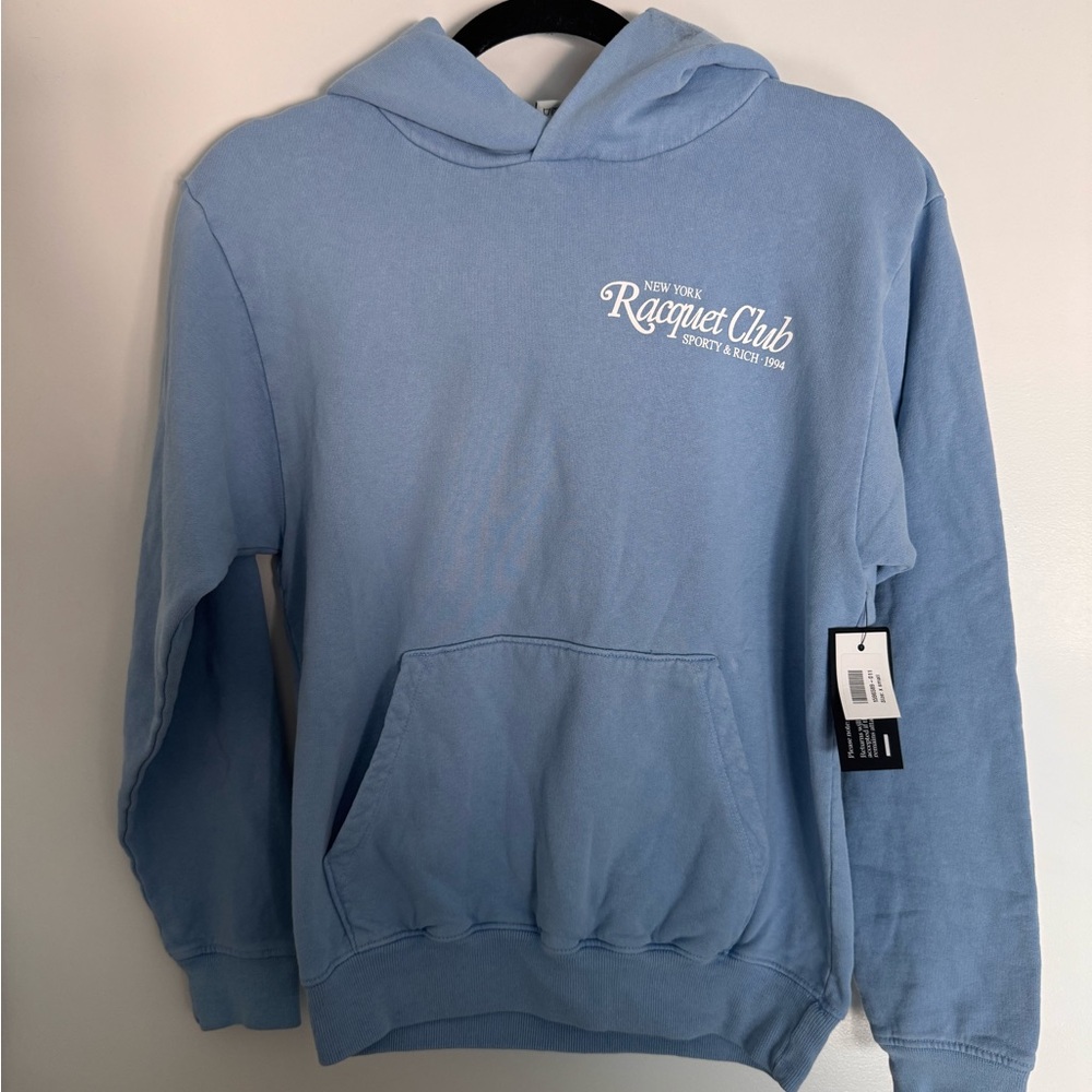 Sporty & Rich Blue Sweater Classic hoodie ‘racquet club’